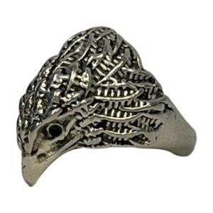 Vintage Silver-Tone Ornate Dragon Head Adjustable Ring