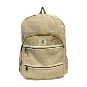 Handcrafted Nepalese Natural Beige Herringbone Hemp Backpack