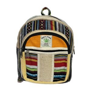 Himalayan Hemp Backpack – Small – Multicolor Stripe & Black Chevron