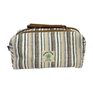 Handmade Hemp Toiletry Bag with Buffalo Leather Handle