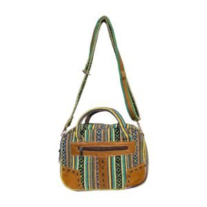 Women's Handmade Woven Crossbody Handbag with Leather Accents