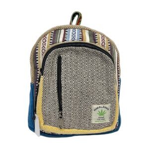 Himalayan Hemp Backpack – Small – Black Diamond & Pastel Stripe