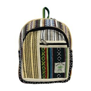 Himalayan Hemp Backpack – Small – Yellow Chevron & Multicolor Stripe