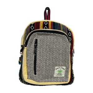 Himalayan Hemp Backpack – Small – Black Diamond & Red Stripe