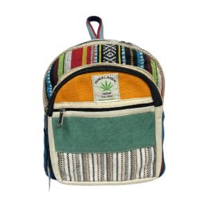 Himalayan Hemp Backpack – Small – Orange & Sage Color Block