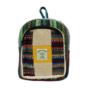 Himalayan Hemp Backpack – Small – Yellow Center & Rainbow Weave