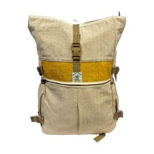 Himalayan Hemp & Cotton Roll-Top Backpack – Natural Beige & Mustard