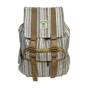 Himalayan Hemp & Cotton Flap-Top Rucksack – Natural Striped