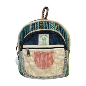 Himalayan Hemp Backpack – Small – Navy & Red Chevron Accent