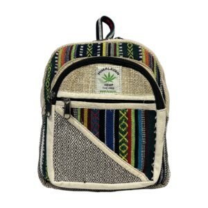 Himalayan Hemp Backpack – Small – Natural & Diamond Diagonal Patchwork