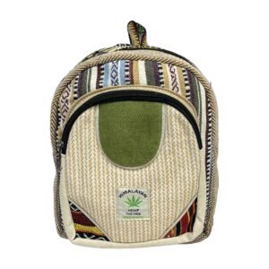 Himalayan Hemp Backpack – Small – Olive Accent & Pastel Stripe