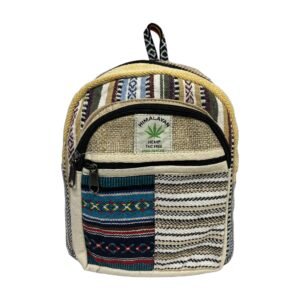 Himalayan Hemp Backpack – Small – Blue Geometric & Cream Split Weave
