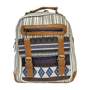 Handcrafted Nepalese Blue Geometric Woven Mini Backpack