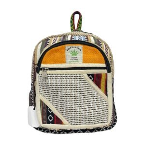 Himalayan Hemp Backpack – Small – Orange & Cream Diagonal Patchwork