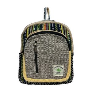Himalayan Hemp Backpack – Small – Black Diamond & Green Stripe