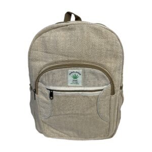 Handcrafted Himalayan Hemp Backpack – Natural Beige Classic Zip Pocket