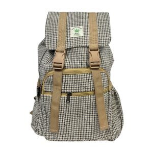 Handcrafted Nepalese Black and Natural Woven Flap Backpack