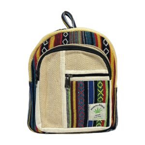 Himalayan Hemp Backpack – Small – Natural Chevron & Rainbow Panel