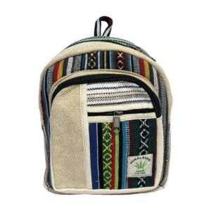 Himalayan Hemp Backpack – Small – Natural Weave & Geometric Stripe