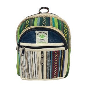 Himalayan Hemp Backpack – Small – Navy & Multicolor Vertical Patchwork