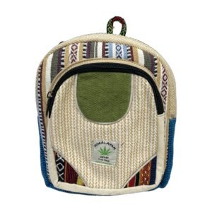 Himalayan Hemp Backpack – Small – Olive Accent & Blue Side Panels