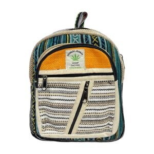 Himalayan Hemp Backpack – Small – Orange & Cream Woven Stripes