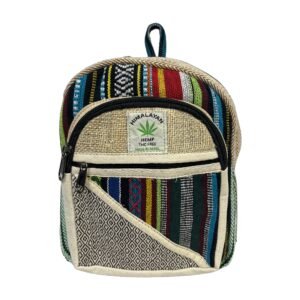 Himalayan Hemp Backpack – Small – Rainbow Stripe & Diamond Diagonal