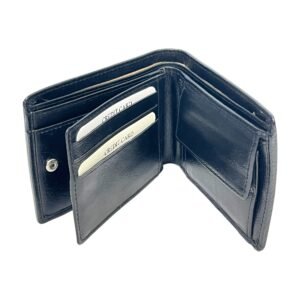 Men’s Genuine Leather Wallet – Black Snap Bifold