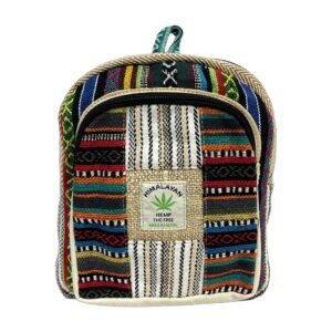 Himalayan Hemp Backpack – Small – Natural Center & Rainbow Diamond Weave